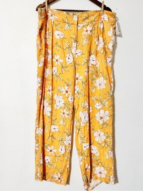 Blue Sol Yellow Floral Wide-Leg Pants 1X